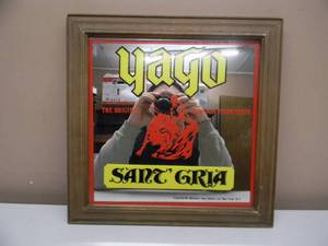 lot 15 image: RARE - VINTAGE Yago bar sign mirror the original sangria from Spain #1 import - COOL PIECE - APPROX 15 BY 15 - SEE PICTURES