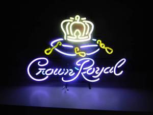 lot 39 image: VINTAGE CROWN ROYAL NEON LIGHT - WORKS - COOL PIECE - APPROX 27 By 19  - SEE PICTURES