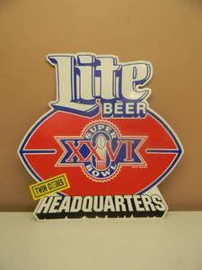 lot 42 image: VINTAGE 1990 TWIN CITIES LITE BEER SUPER BOWL TIN SIGN - ORIGINAL - NICE - RARE GREAT PIECE - APPROX 23 By 23 - SEE PICTURES