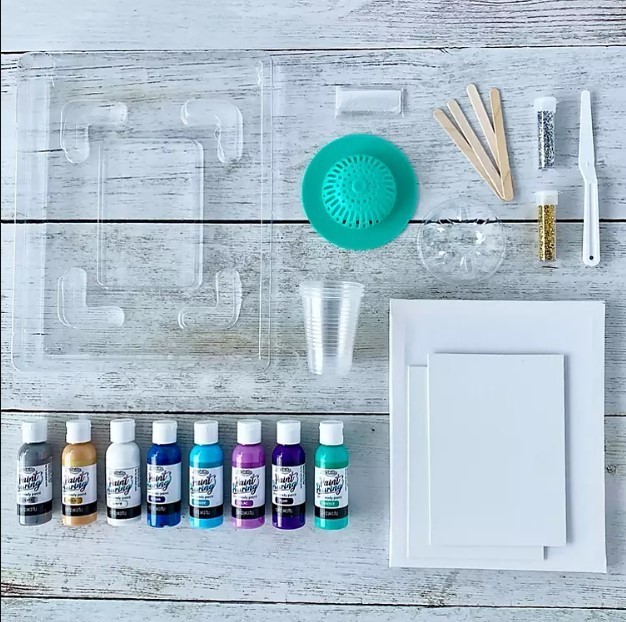 lot 328 image: NEW ArtSkills Acrylic Paint Pouring Art Activity Kit, Metallic