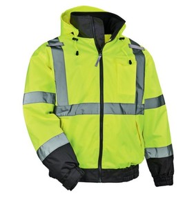 lot 267 image: NEW GloWear 8379 3-in-1 Hi-Vis Winter Bomber Jacket - Type R, Class 3 - Lime, Large