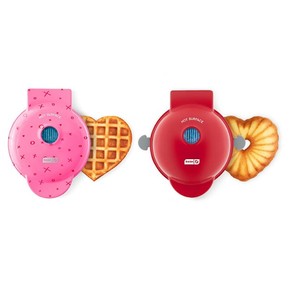 lot 193 image: NEW Dash Heart Treat Maker Set of 2, Mini Heart Bundt Cake Maker & Mini Heart Waffle Maker, Heart Print