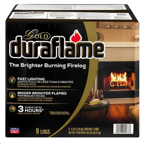 lot 208 image: NEW Duraflame Gold Ultra-Premium 4.5 lb. Firelogs, 9-pack Case (3-Hour Burn)
