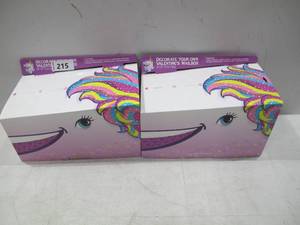 lot 215 image: 2 NEW Decorate Your Own Valentines Mailbox - Unicorns
