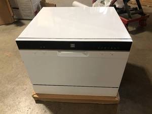 lot 4 image: RCA  24 in. White Electronic CounterTop Control 600120-volt Dishwasher with 6-Cycles, 6 Place Settings Capacity, Open Boxes, Customer returns, Review all pictures