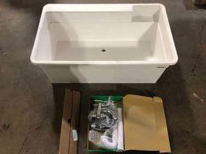BigTub  Utilatub Combo 40 in. x 24 in. 33 in. Polypropylene Floor Mount Utility Tub with Pull-Out Faucet in White customer return review photos