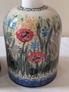 lot 26 image: Pair of Unikat Polish Pottery Soap Dispensers