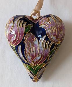 lot 64 image: Pair of Museum Store Enamel Heart Ornaments