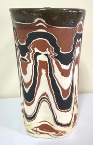 lot 115 image: Vintage Monk Bird Ceramics Brown Clay Hand Sculpted Signed Mug