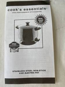 lot 321 image: Cooks Essentials 8 Quart Electric Pot with Cover