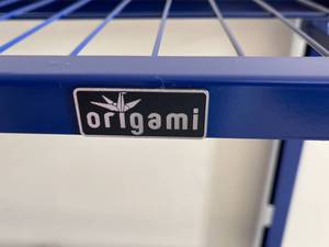 lot 326 image: Oragami Cobalt Blue 3 Shelf Foldable Rolling Rack