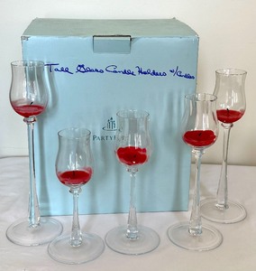 lot 338 image: 5 Party Light Stemmed Elegance Votive Candle Holders