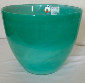 lot 344 image: Large Green Swirl Glass Bowl  Vase