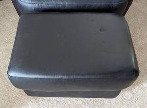 lot 2 image: Black Leather Armchair and Ottoman Set by Chateau DAx