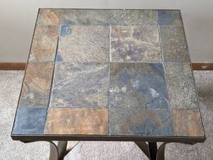 lot 6 image: Slate Tile Topped Side Table