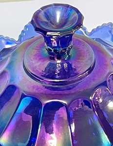 lot 276 image: Fenton Cobalt Colonial Carnival Iridescent Glass Candy Dish