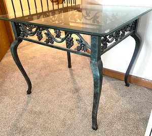 lot 372 image: Metal Based Table with Glass Top