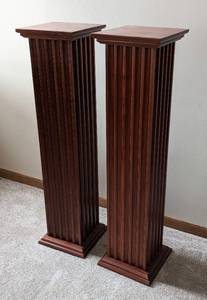 lot 26A image: Pair of Decorative Wooden Storage Pillars