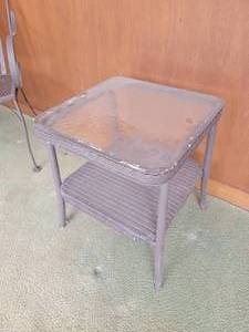 lot 29 image: Wicker Tempered Top Side Table