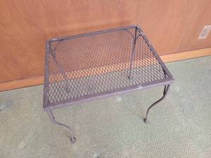 lot 26 image: Wrought Iron Scroll Leg Patio Table