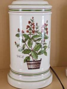lot 88 image: Darling Pair of Painted Ceramic Botanical Lamps