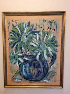 lot 18 image: Mid Century Acrylic Still Life Original Art Artist Signed