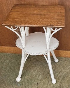 lot 84 image: Vintage Rustic Wicker Accent Table