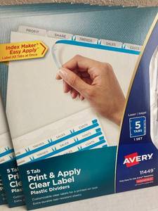 lot 139 image: Printable Binder Dividers