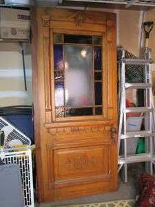 lot 76 image: Mid 1800s solid Wood entry door wi...