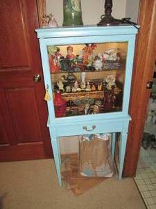 lot 89 image: Robins egg blue glass front stilt ...