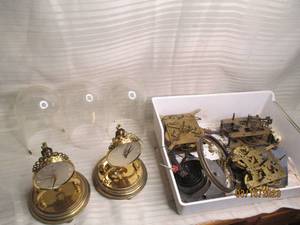 lot 229 image: (1) Schatz glass covered brass cloc...
