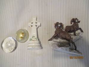 lot 267 image: Big Horn Sheep figure, cross topped...
