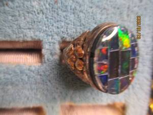 lot 285 image: genuine opal crackled stone ring se...