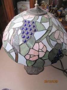lot 25 image: Tiffany lamp with Stained glass lam...
