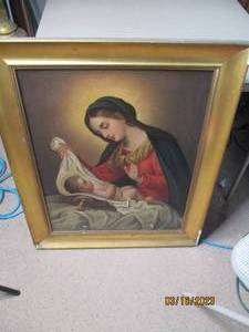 lot 129 image: (2) large vintage floral paintings ...