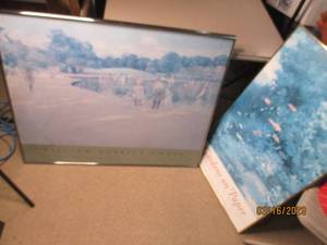 lot 131 image: (2) Oversized framed landscape pain...
