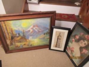 lot 132 image: (3) vintage Framed floral, landscap...
