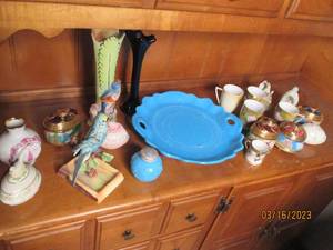 lot 138 image: Blue Opaline Dithridge Milk glass p...