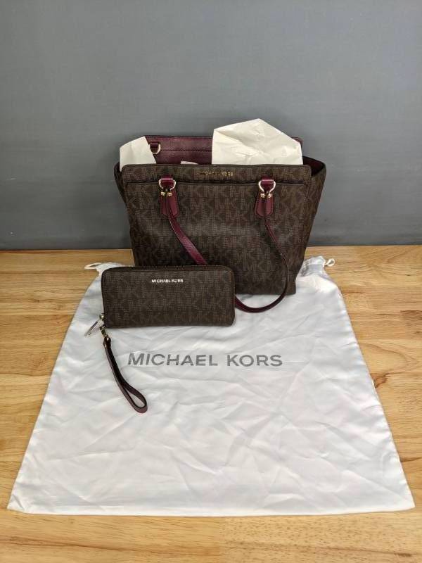 Michael Kors Handbag and Wallet Brown & Purple Purse G