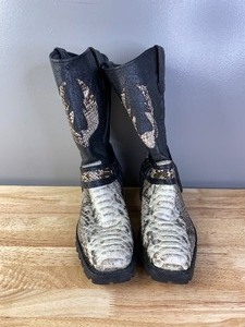 Mens Los Altos Python Biker Boots with Industrial Sole Handmade 11.5 C