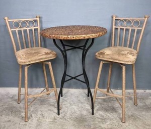 Folding Round Table with Two Chairs   C