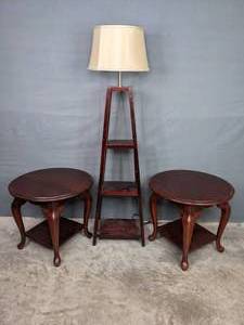 Floor Lamp with Shelves and Two Tables  C