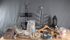 Miscellaneous Home Items - Extension Cords, Magnetic Bowl, Shower Caddy, Wood Hangers, Soap Dispenser, Decor, and more C