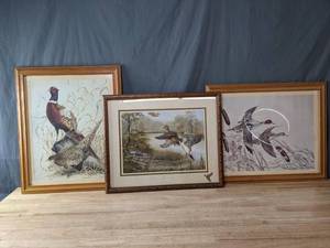 (2) Numbered James F Landengerger Prints (Pheasants, Ducks), and Beautifully Framed Duck Artwork S