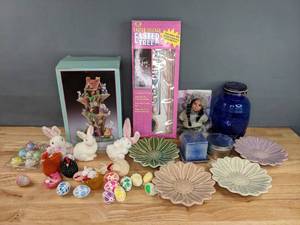 A Variety Easter and Spring Decor Chickens, Hens, Bunny, Tree, Doll, Etc. Q