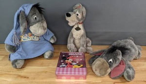 Disney Minnie Metal Tin Box, Disney Eeyore Plush Toy Animals and Walt Disney Lady and The Tramp Tramp Plush Doll X