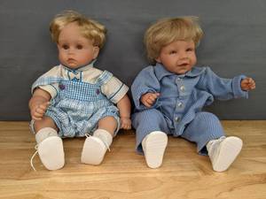 Pair of Adorable Vintage Boy Pat Secrist Dolls 1988 and 1996 X