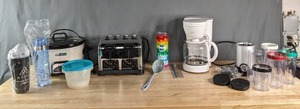 Beverage Containers, Crock Pot Large Smart-Pot Slow Cooker, Hamilton Beach 4-Slice Toaster, Rival Coffee Maker, Cooks Power Blender with Attachments X