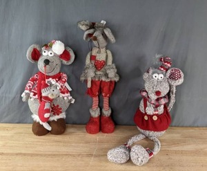 Adorable Set of 3 Winter Holiday Themed Plush Mice X