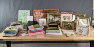 Assortment of Picture Frames, Prints, Wall Art, Books, Movies, Notepads, Journals and More X